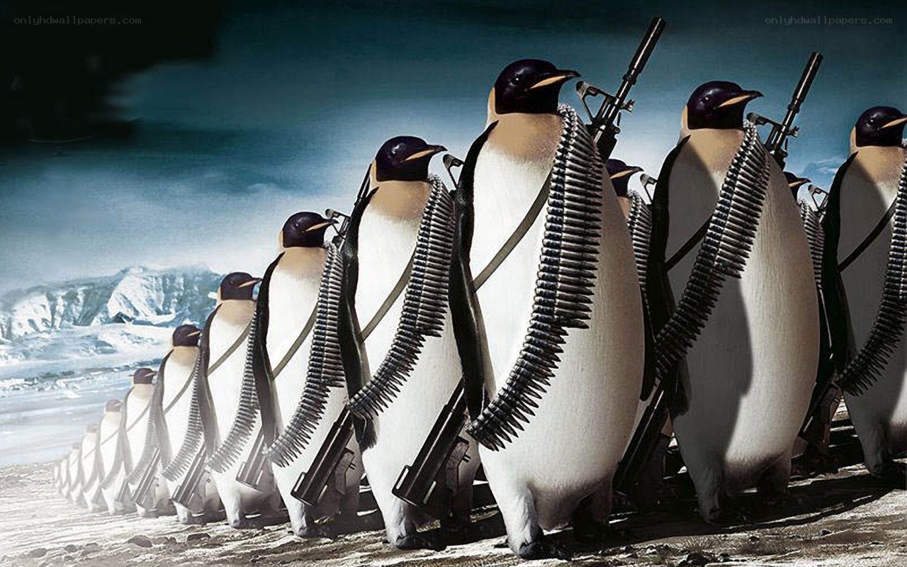 penguin soldiers marching