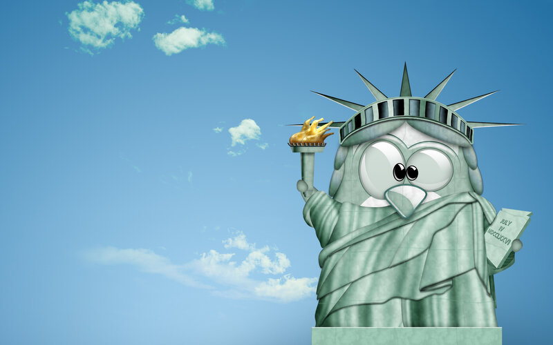 penguin statue of liberty