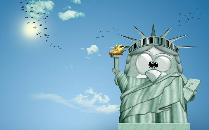 penguin statue of liberty