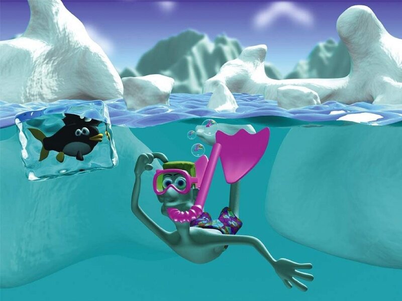 penguin trapped in ice underwater
