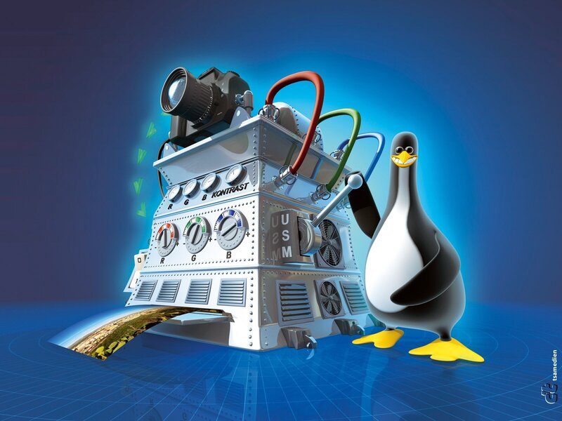 penguin with camera machine