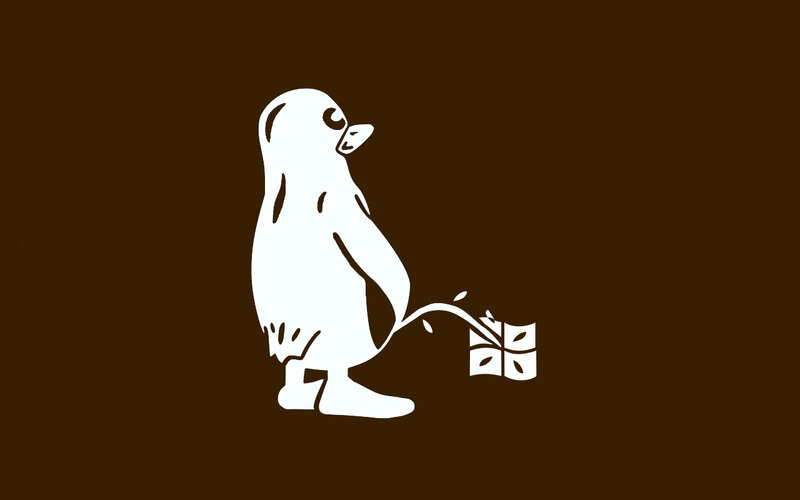 penguin with gift box