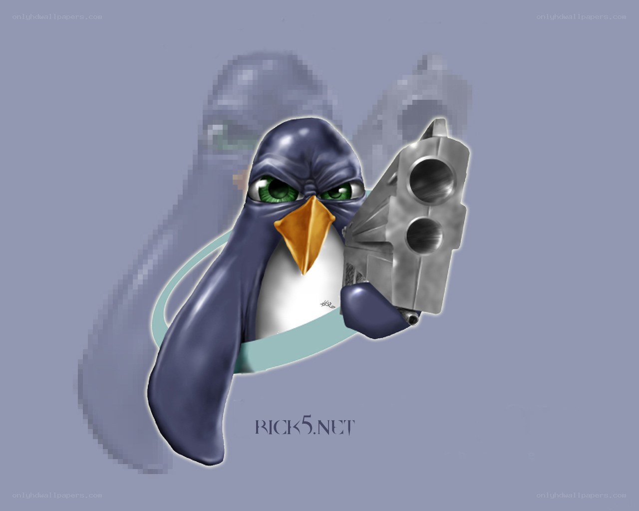 penguin with gun illustration