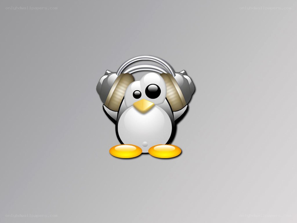 penguin with headphones