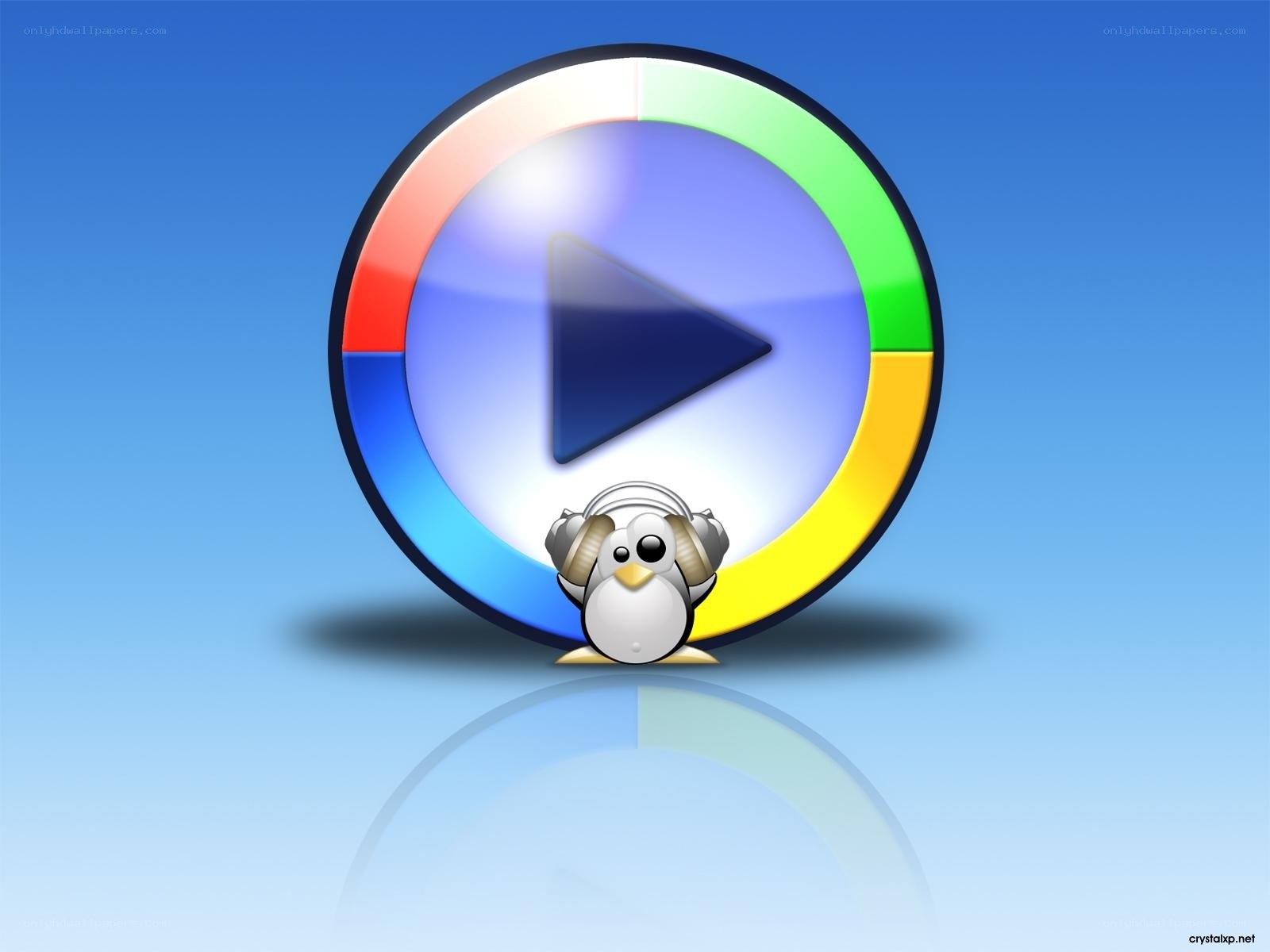 Penguin with music player icon