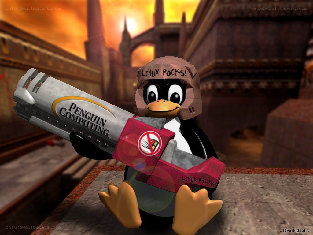 Penguin with weapon in game