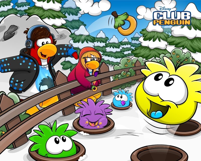 Penguins and Puffles in Snow