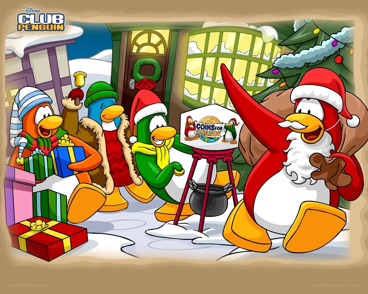 Penguins celebrate Christmas