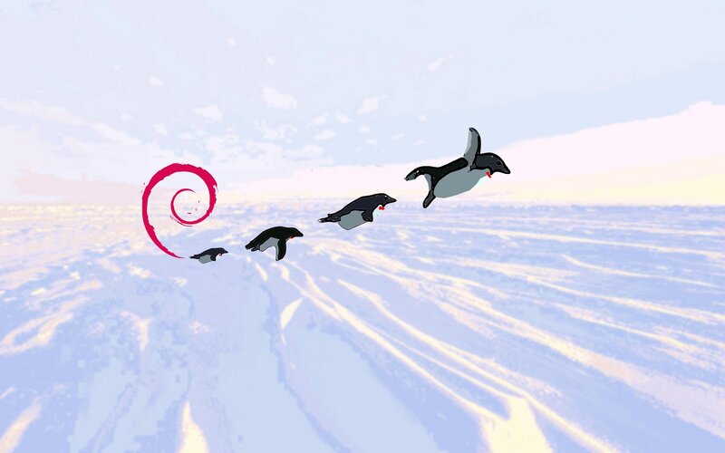 Penguins Flying in Sky