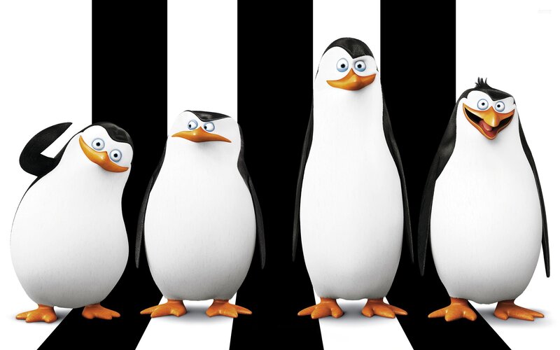 Penguins in Black and White Stripes
