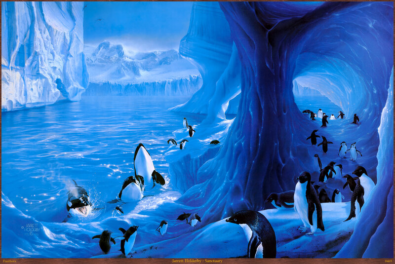 Penguins in Ice Cave