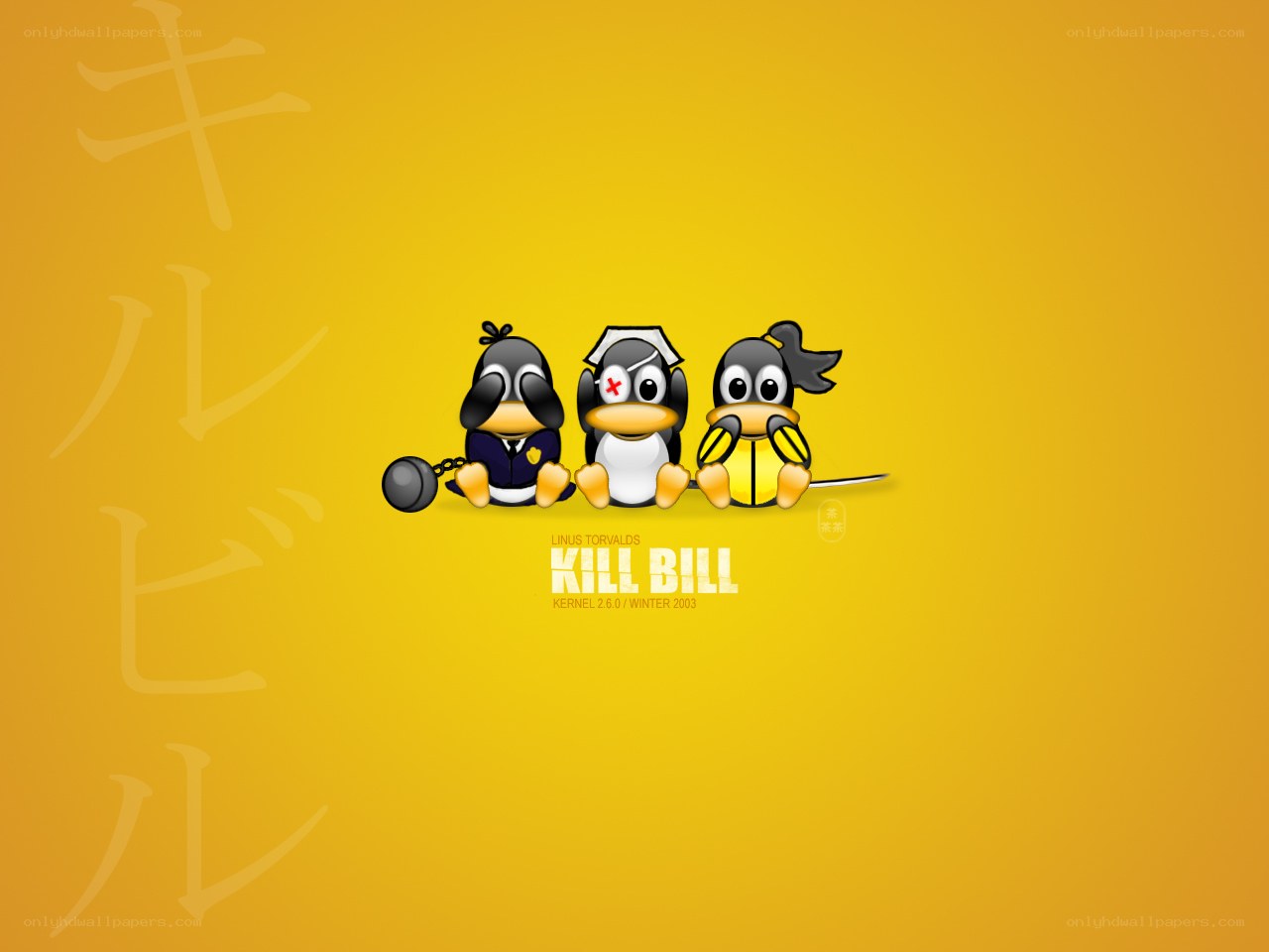 Penguins in Kill Bill style