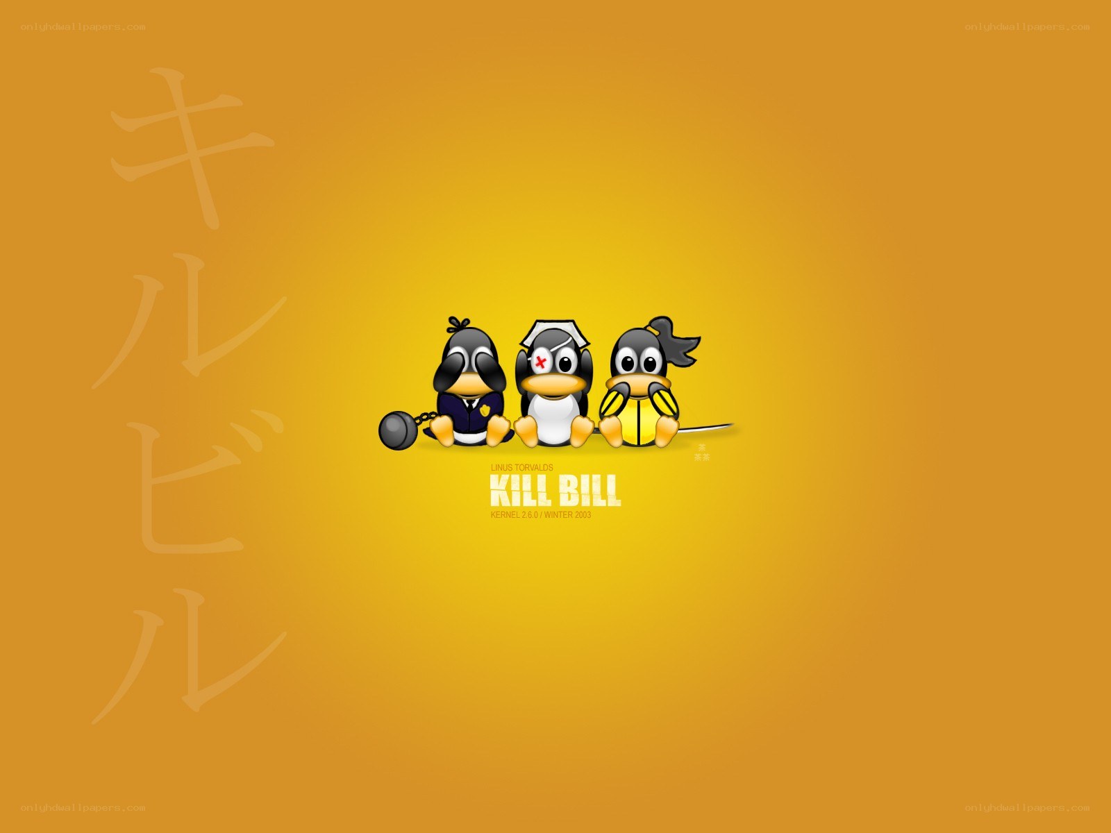 Penguins in Kill Bill style