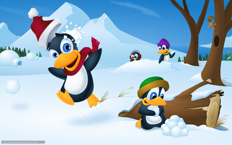 Penguins in Snow — White