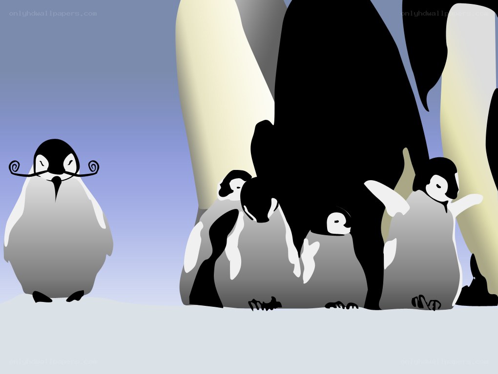 penguins in the snow