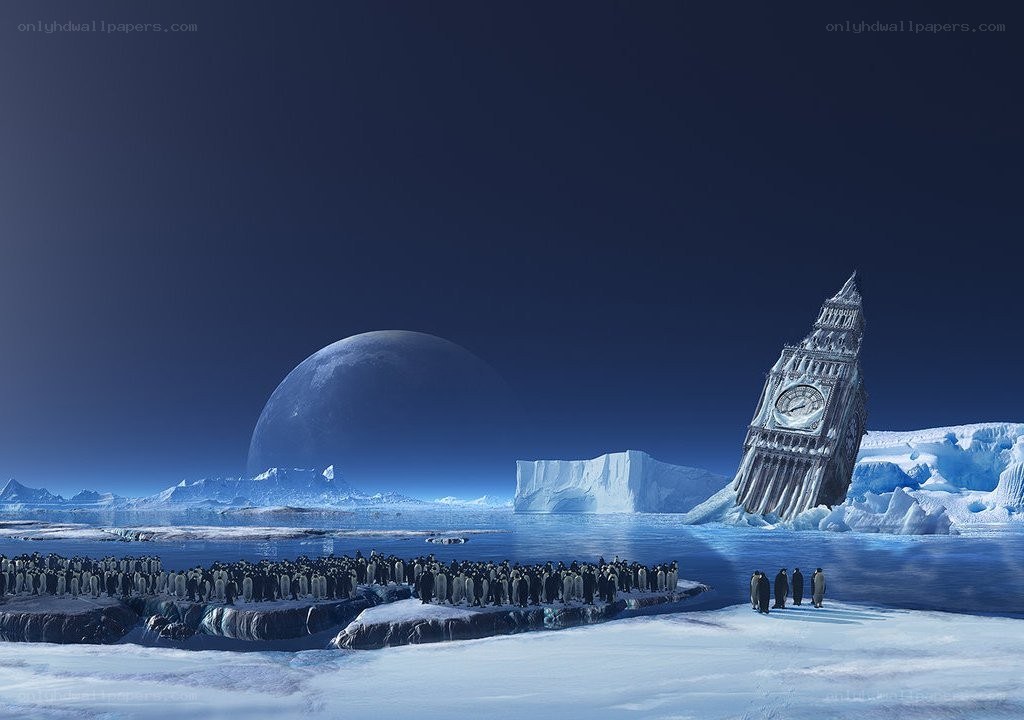 Penguins on an alien ice world