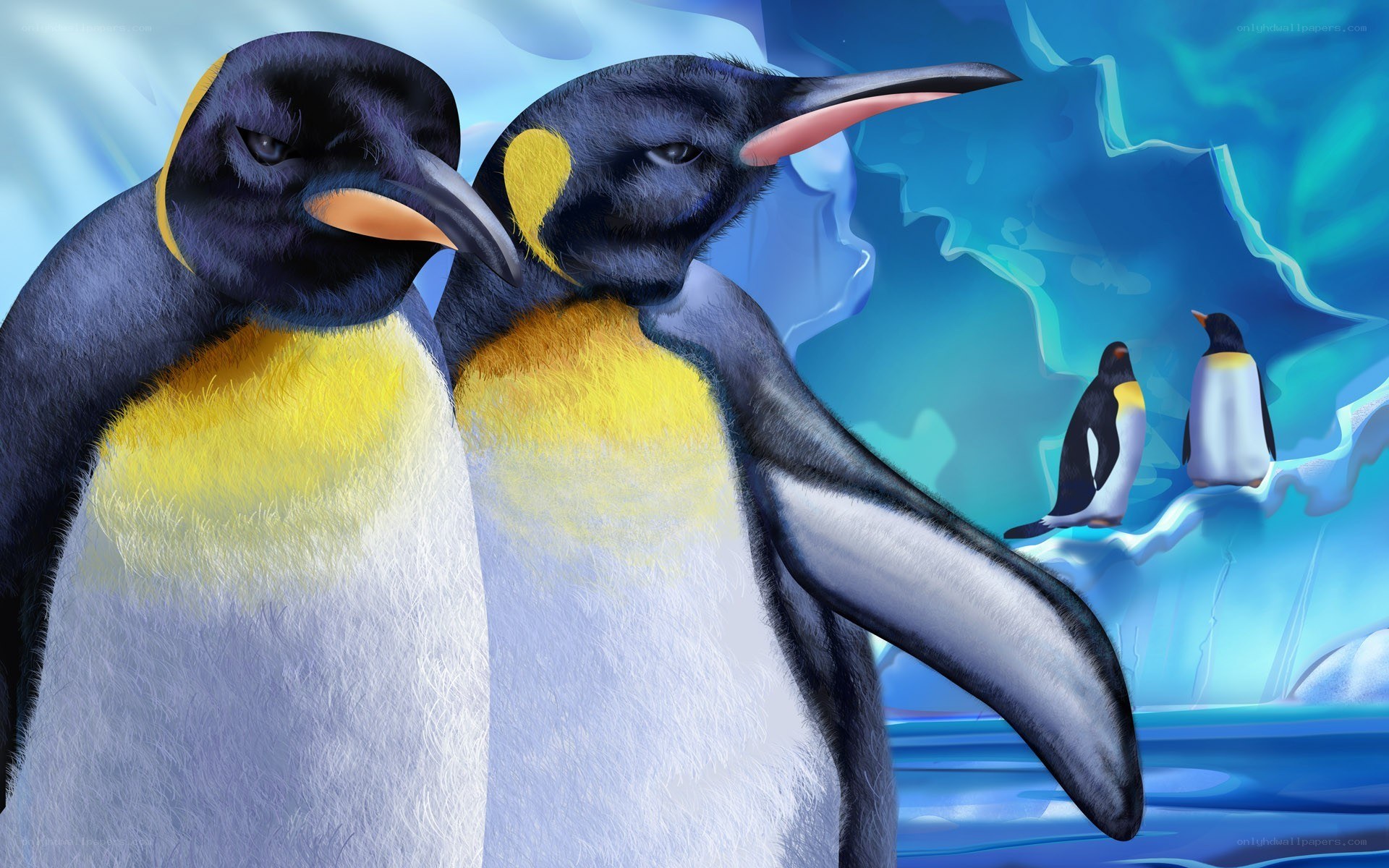 Penguins on an ice floe