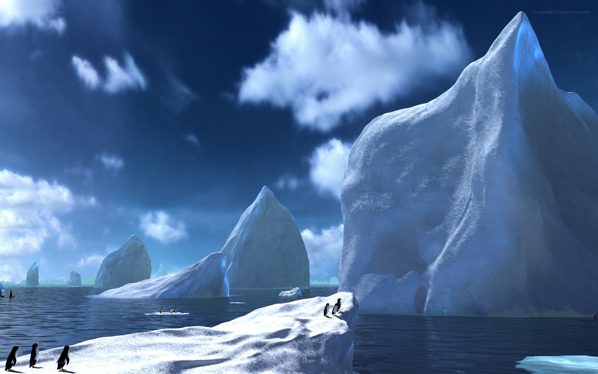 Penguins on an iceberg