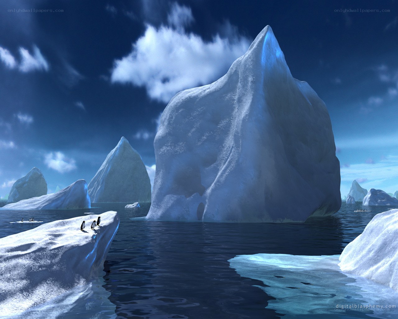 Penguins on an iceberg