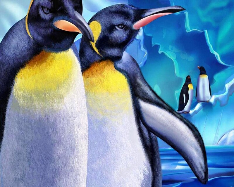 Penguins on Ice — Blue, Cold, Winter