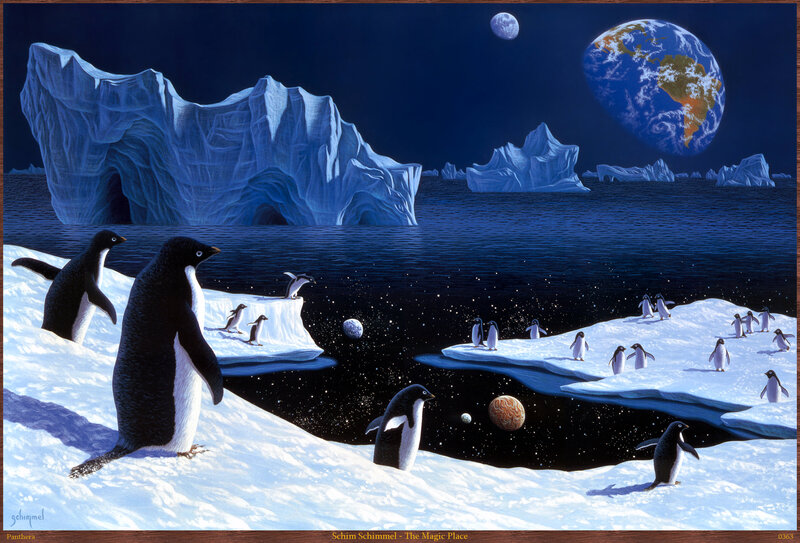 Penguins on Ice — Blue, Dreamlike