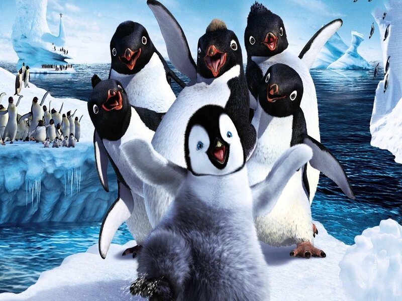 Penguins on Ice — Blue, Joyful