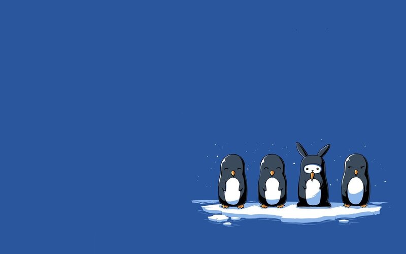 Penguins on Ice Floe — Blue, Calm, Night