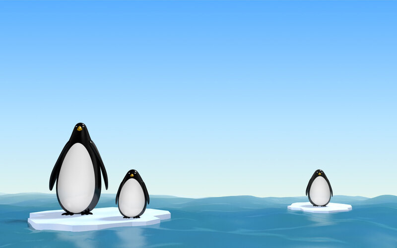 Penguins on Ice Floes — Blue