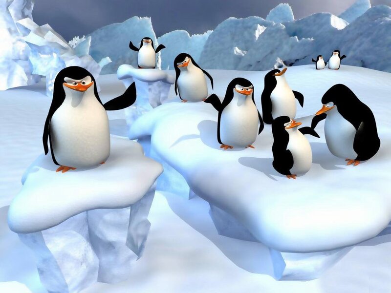 Penguins on Ice — White, Cold, Winter, 3d Render, Snow