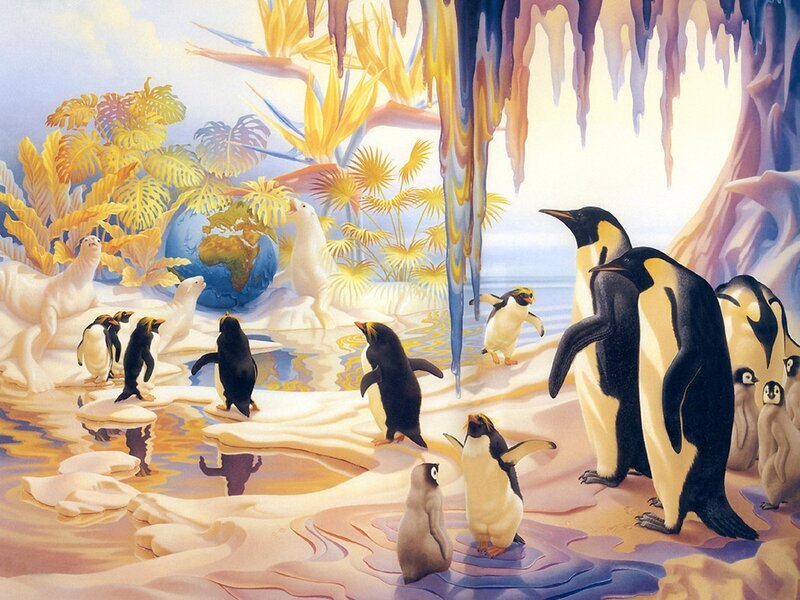Penguins on Ice — Yellow, Fantastical