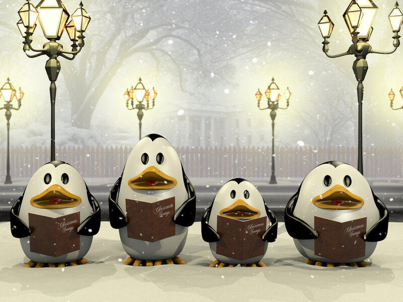 Penguins Singing Carols — White