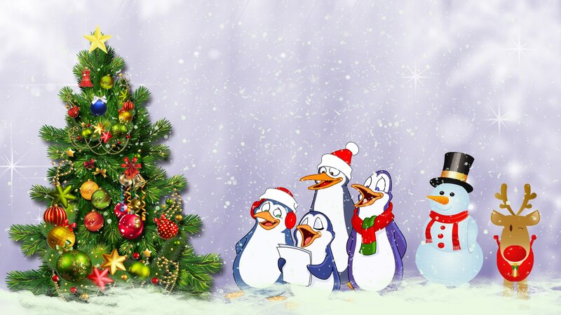 Penguins Singing Near Tree