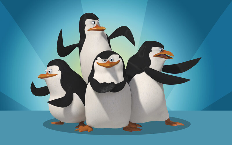 Penguins Standing Together — Blue