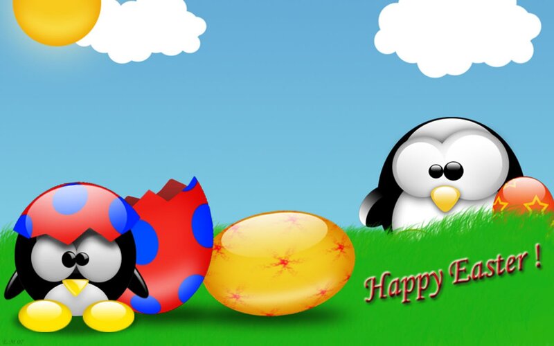 Penguins with Easter Eggs