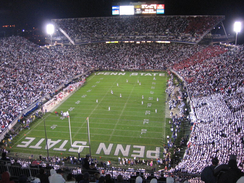 Penn State football game at night