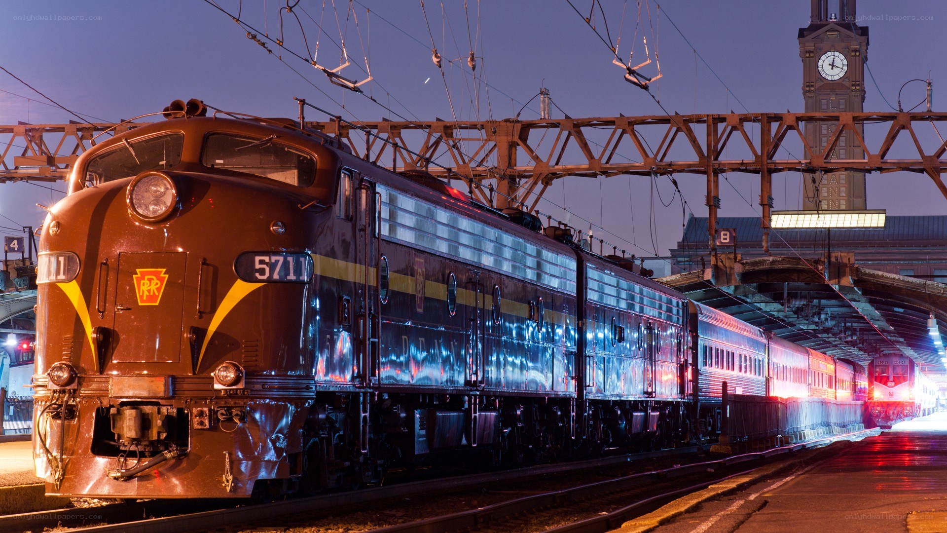Pennsylvania Railroad train at night