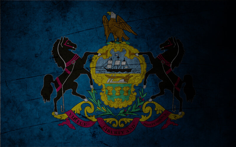 Pennsylvania state flag with grunge effect