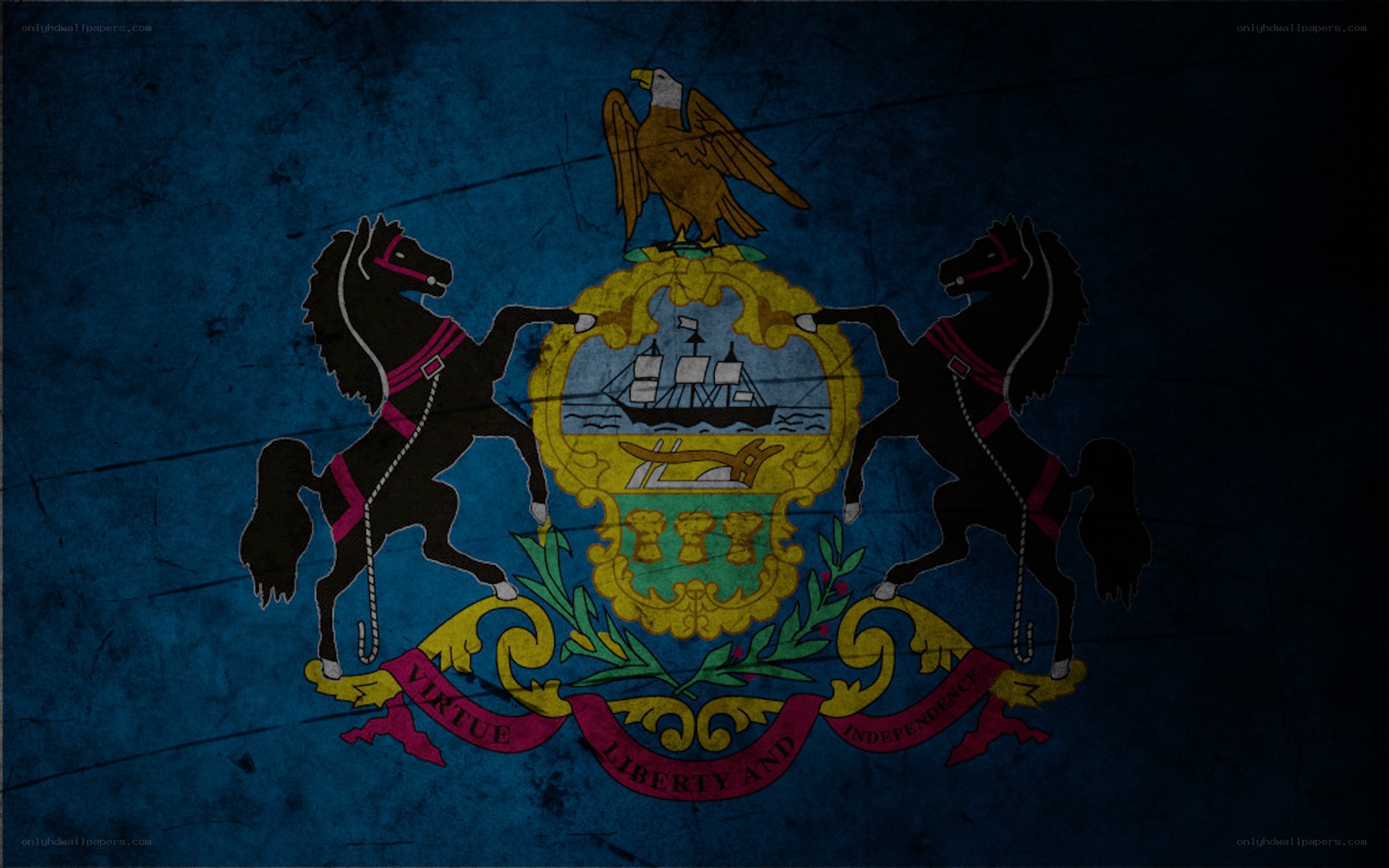 Pennsylvania state flag with grunge effect