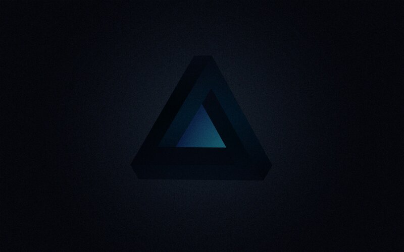 Penrose Triangle — Black, Minimalist, Abstract, Optical Illusion