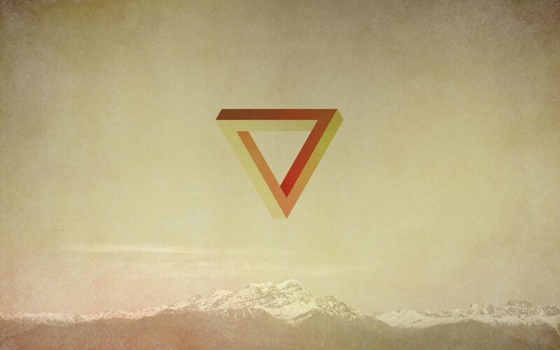 Penrose Triangle over Mountains — Beige, Serene
