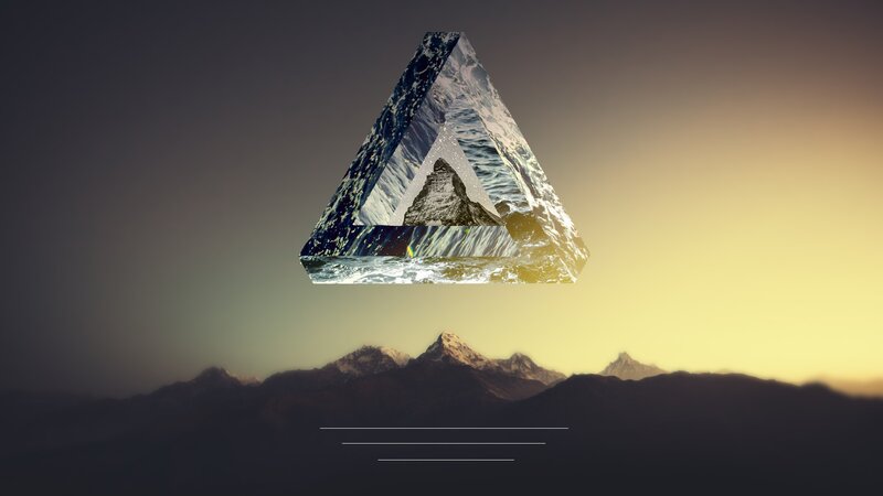 Penrose Triangle over Mountains — Yellow