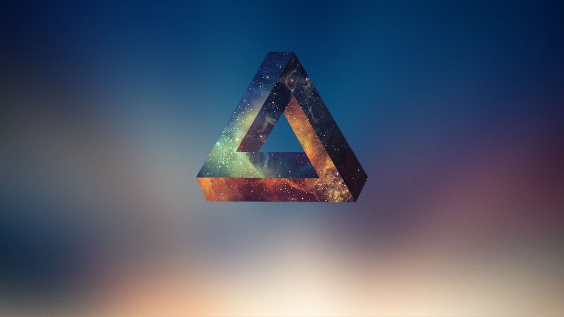 Penrose Triangle with Galaxy — Blue, Cosmic