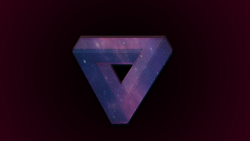 Penrose Triangle with Galaxy Texture — Purple, Cosmic