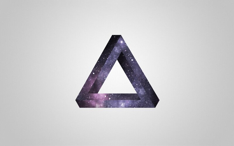 Penrose Triangle with Galaxy Texture — Purple