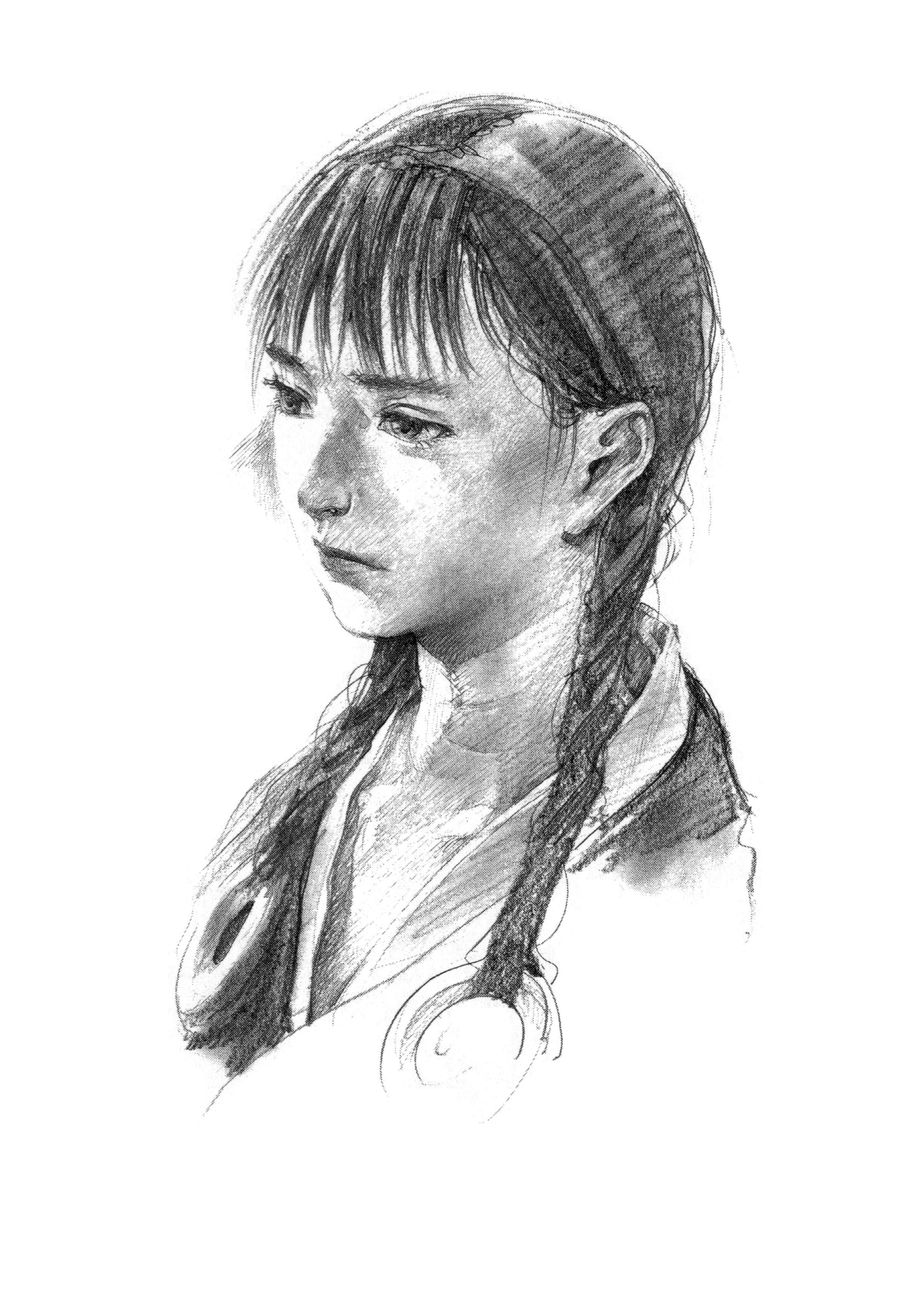 pensive girl with braids