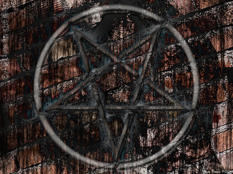 pentagram on brick wall