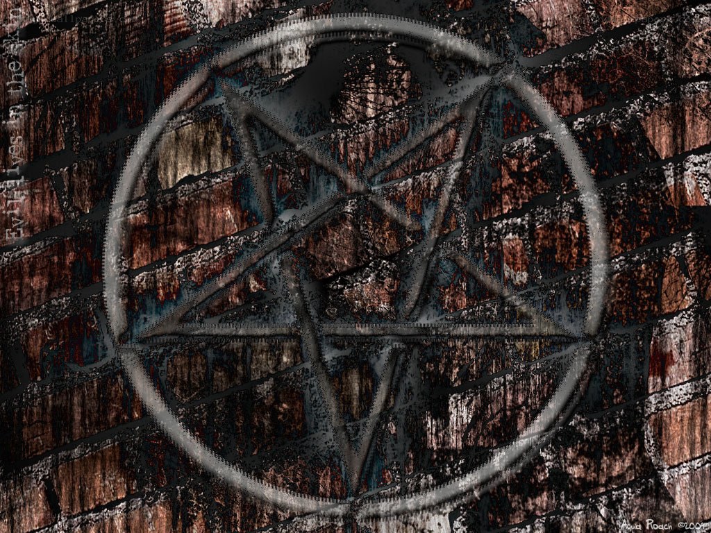 pentagram on brick wall