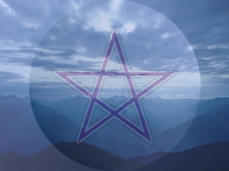 pentagram over mountain landscape