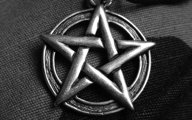 pentagram pendant on fabric