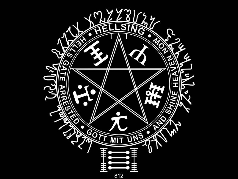 Pentagram Symbol with Text — Black